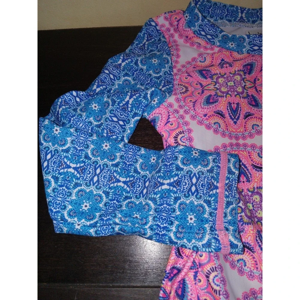 Nicole Miller New York Girls 4T Long Sleeve Rash Guard Swim Top Shirt‎ Paisley